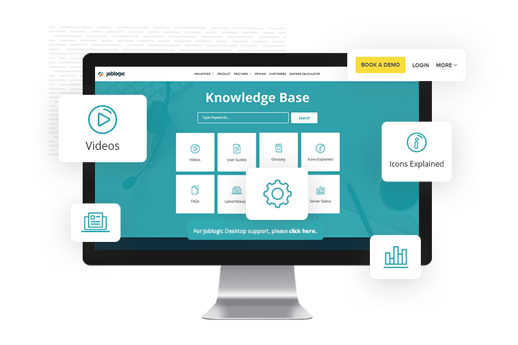 Computer screen displaying Joblogic's Knowledge Base